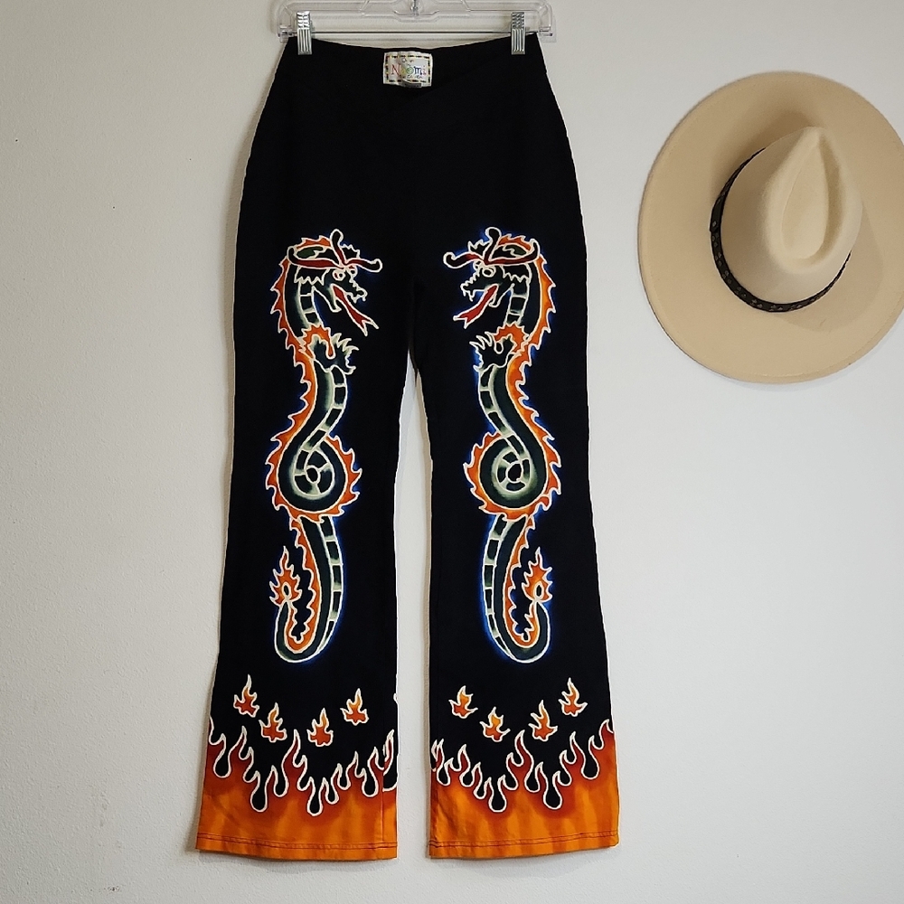 Black Dragon Embroidered Pants